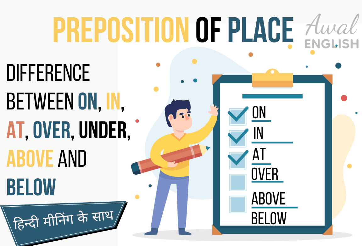 Difference between On, In, At, Over, Under, Above and Below: Preposition of  Place